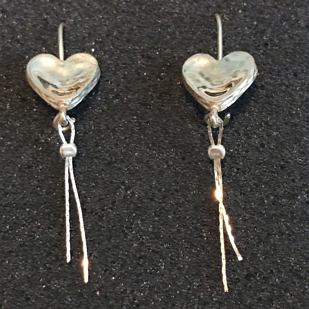 Heart Earrings with silver tassels
